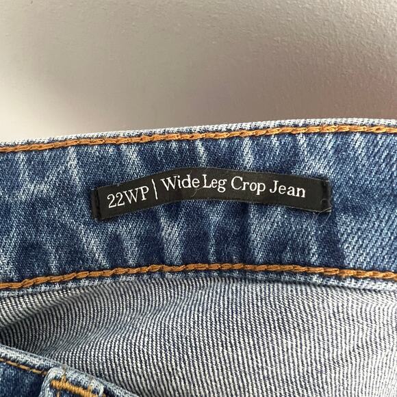 NWT Talbots Womens 22WP Plus Petite Wide Leg Crop Jean Ombre Dip Dye Frayed‎ Hem - Picture 10 of 16